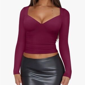 ReoRia Red Fitted Long Sleeve Bodysuit